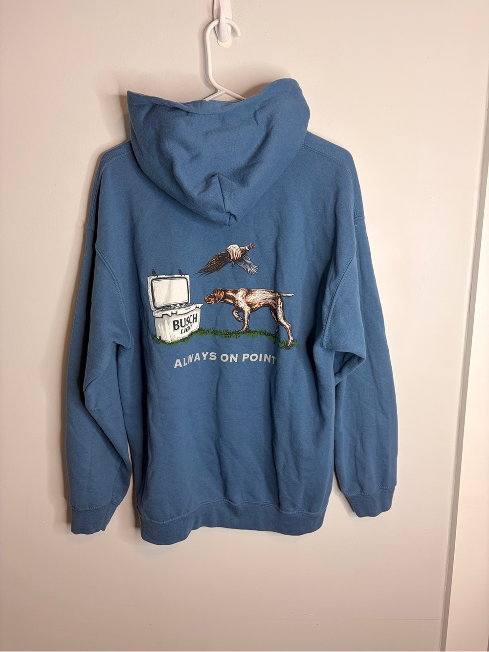 Busch Light Beer Gildan Blue Pullover Hoodie - Unisex Casual Sweatshirt Large